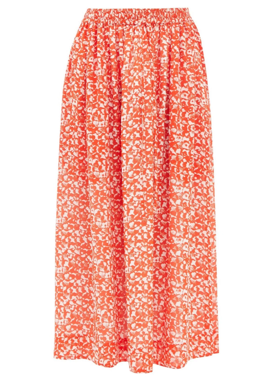 Printed Crepe Maxi Skirt (Mini Floral Orange Dot Com)