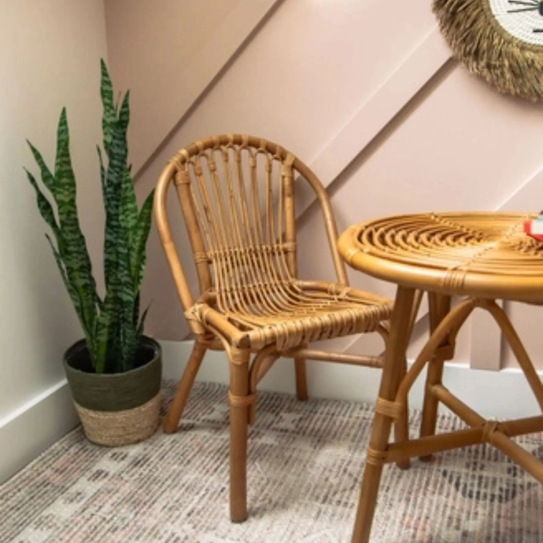 Rattan Kids' Table   Two Chairs Set