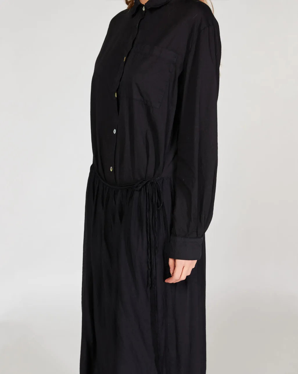 Raw Hem Button-Up Shirtdress