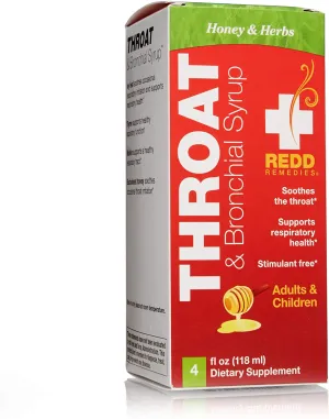 Redd Remedies - Throat & Bronchial Syrup, Helps Soothe a Cough and Irritated Throat, Honey, 4 oz
