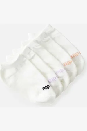 RIP CURL GIRLS ANKLE SOCK 5-PACK - WHITE