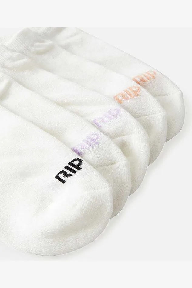 RIP CURL GIRLS ANKLE SOCK 5-PACK - WHITE