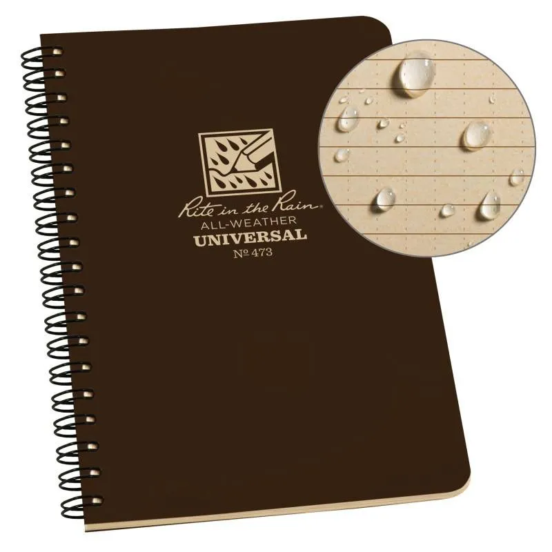 Rite in the Rain No473 Side Spiral Notebook Universal Brown