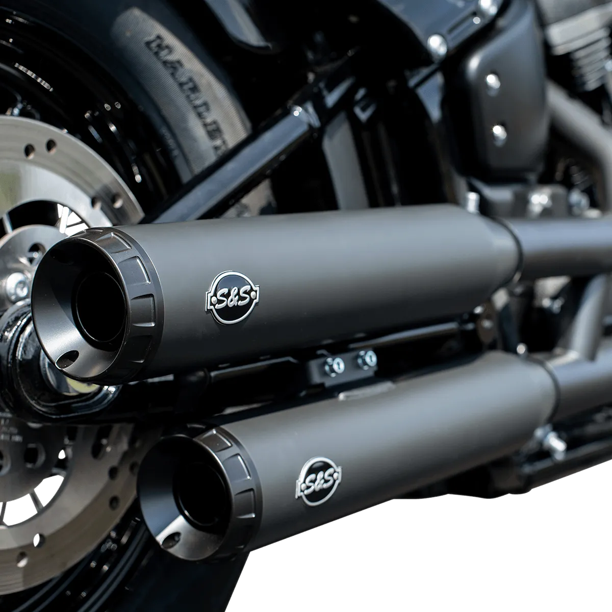 S&S Cycle 550-0737 Grand National Slip-On Mufflers - Race Only - Black Ceramic