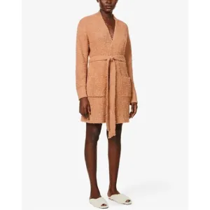 Skims cozy boucle knitted camel robe