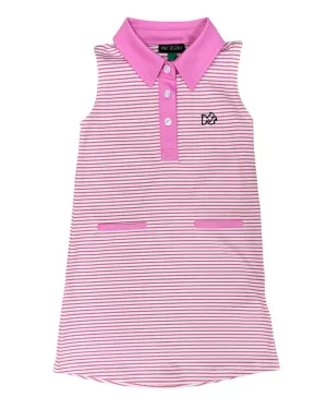 Sleeveless Pro Performance Polo Dress - Pink Stripe