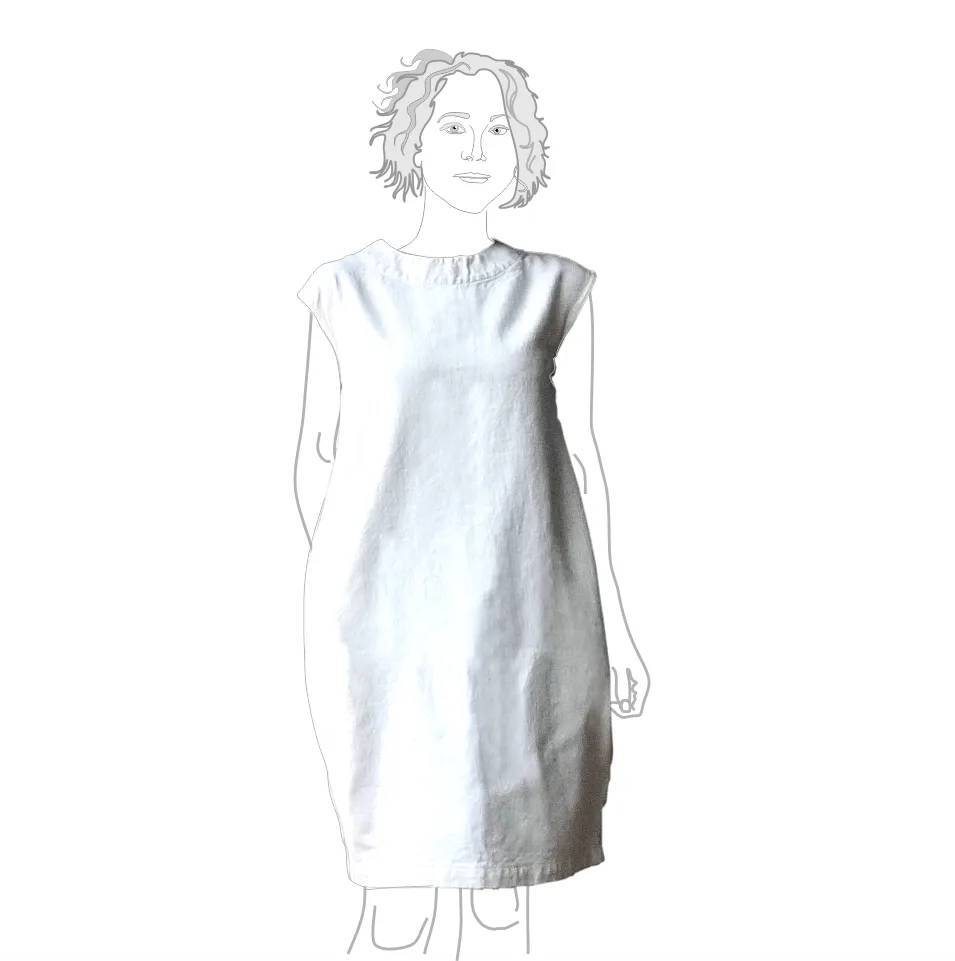 Slip On Dress in Hemp - Off White