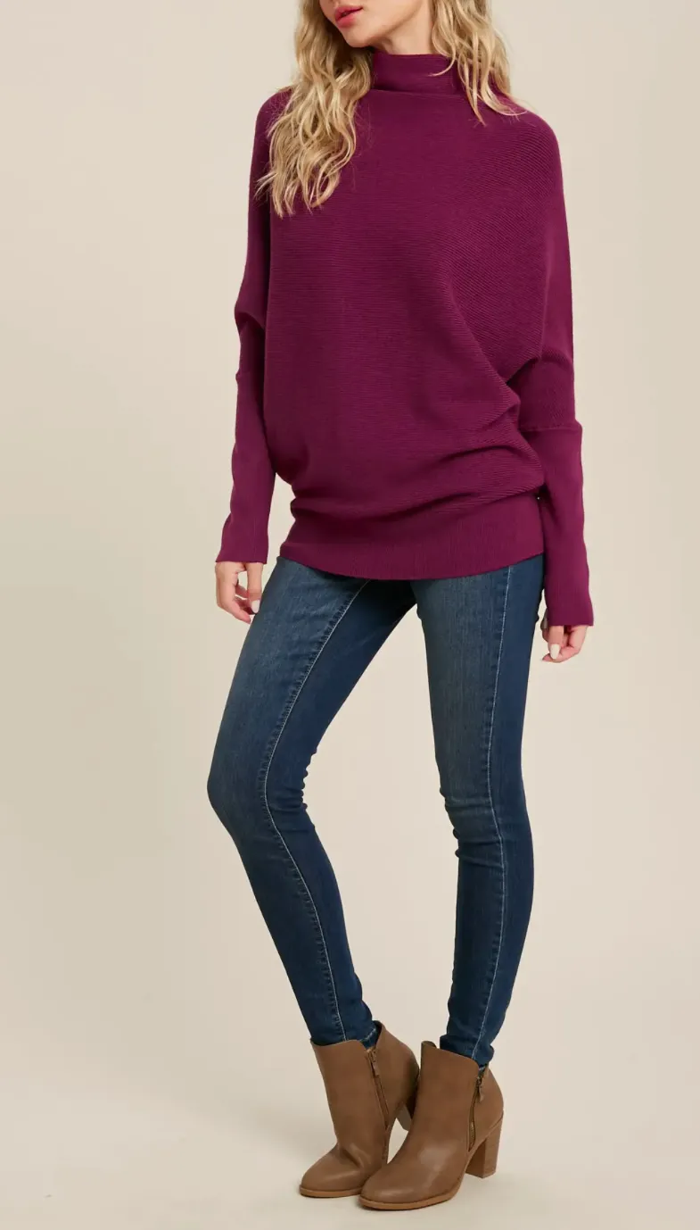 SLOUCH-NECK DOLMAN PULLOVER