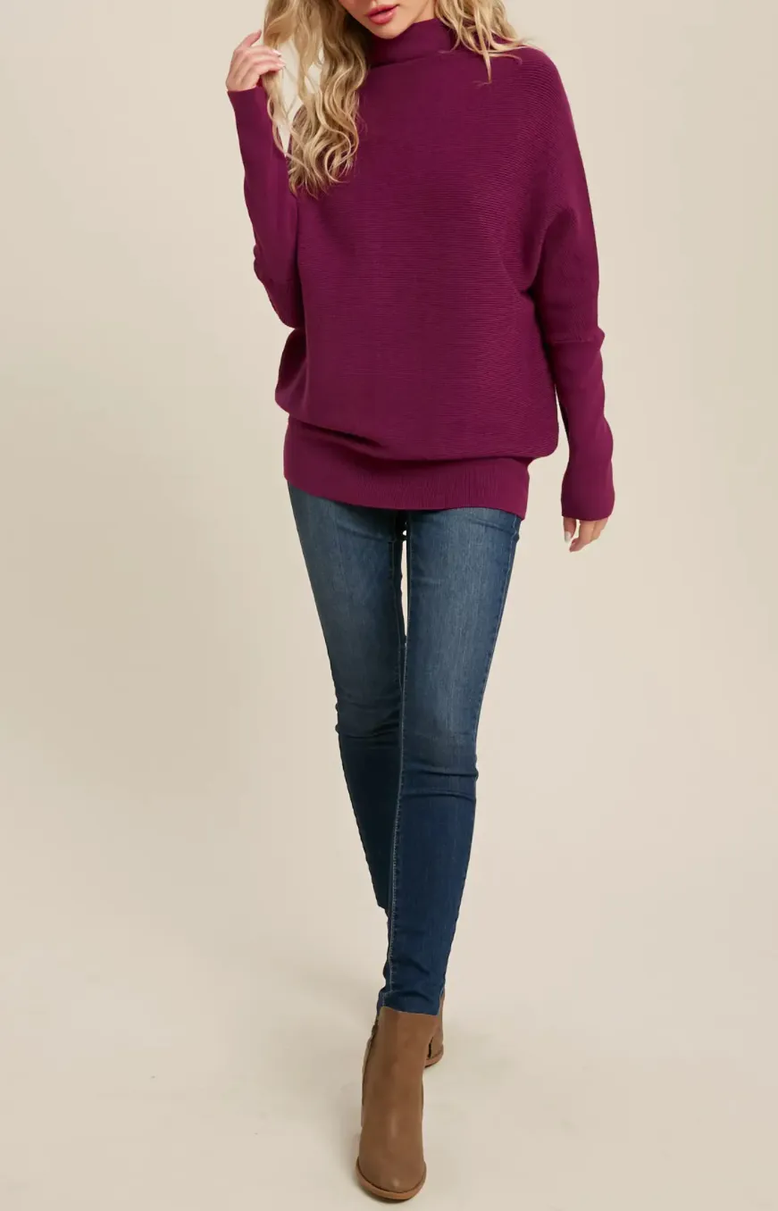SLOUCH-NECK DOLMAN PULLOVER