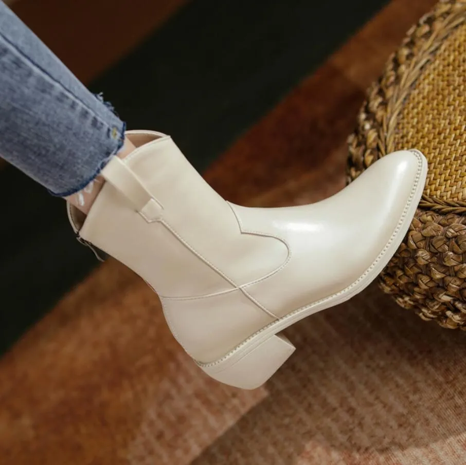 Small Feet Western Block Heel Short Boots GS272
