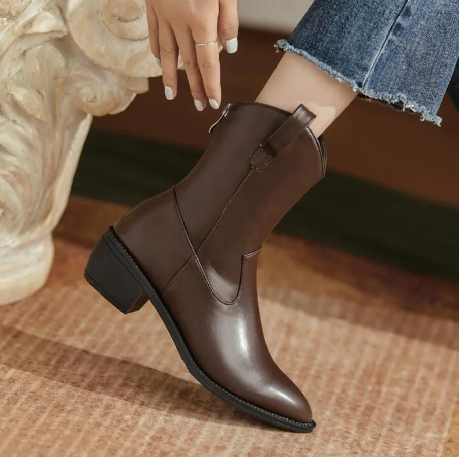 Small Feet Western Block Heel Short Boots GS272