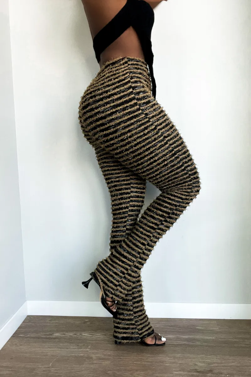 SNUGGLE STRIPED SLIP-ON BROWN | PANTS (S-XXL)