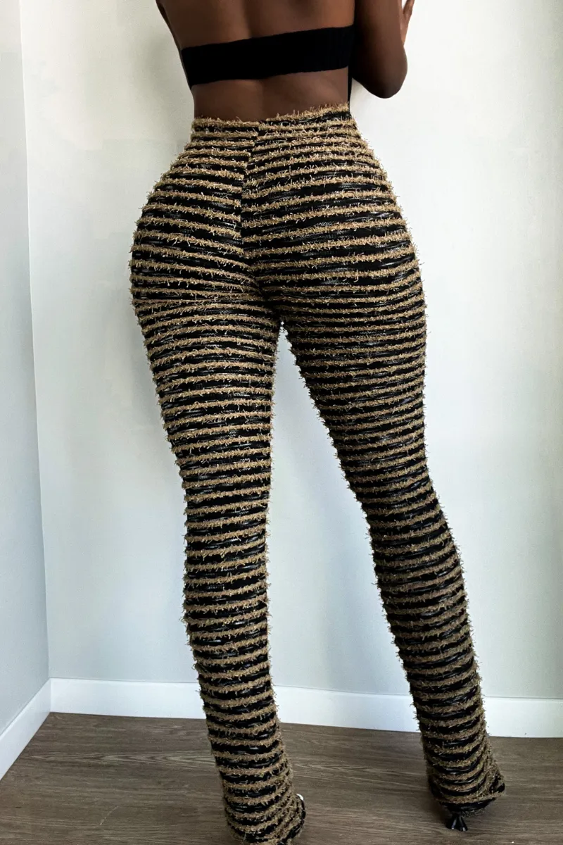 SNUGGLE STRIPED SLIP-ON BROWN | PANTS (S-XXL)