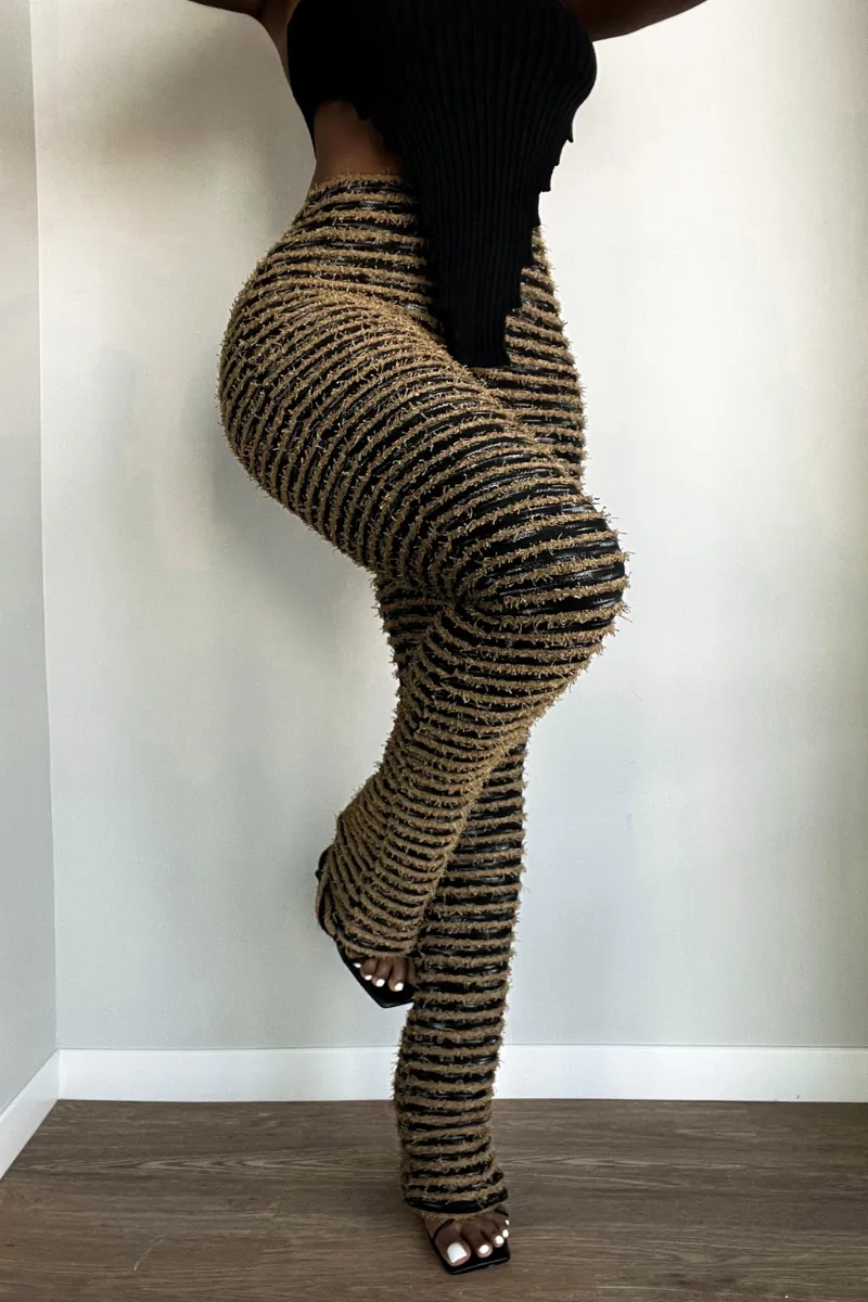 SNUGGLE STRIPED SLIP-ON BROWN | PANTS (S-XXL)