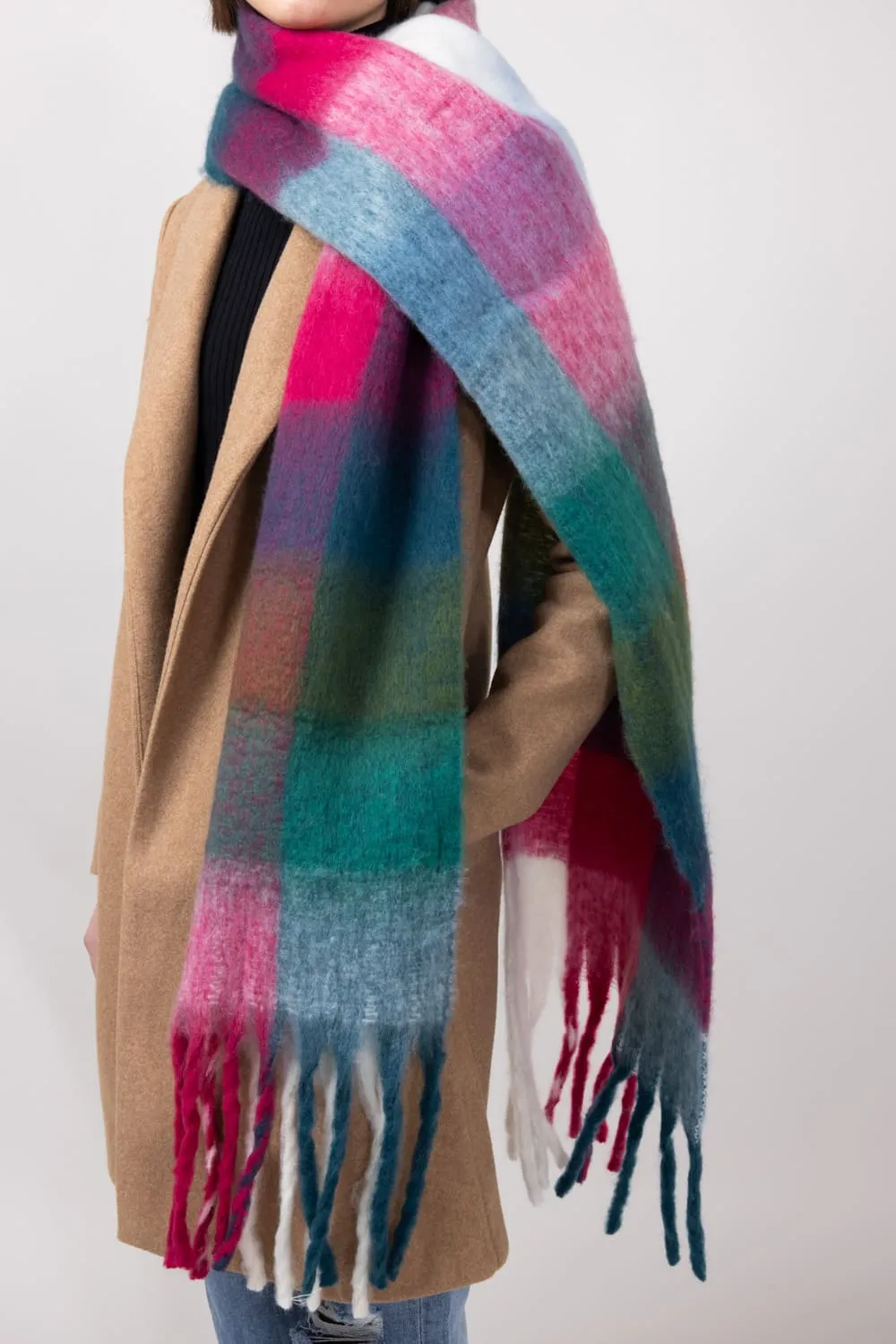 Soft & Cozy Plaid Scarf for Women in Red | WCL120077-RED