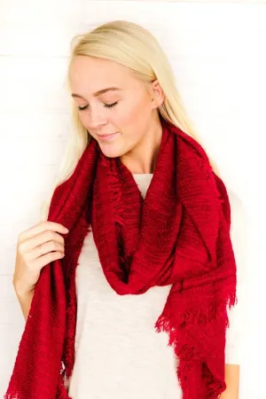 Sophia Raw Hem Tonal Blanket Wrap Scarf