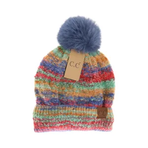 Space Dye Faux Fur Pom C.C Beanie