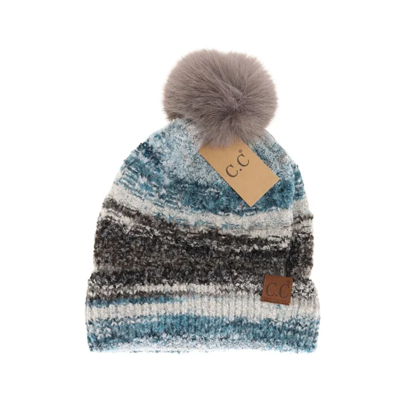Space Dye Faux Fur Pom C.C Beanie