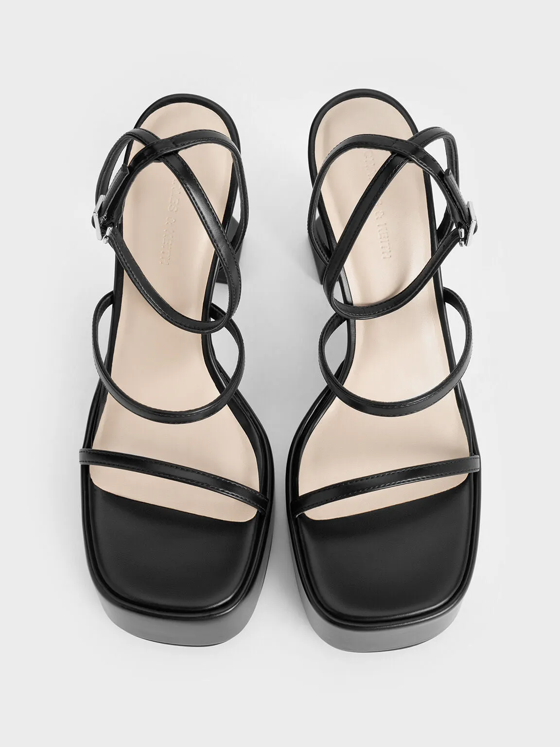 Strappy Sculptural-Heel Platform Sandals