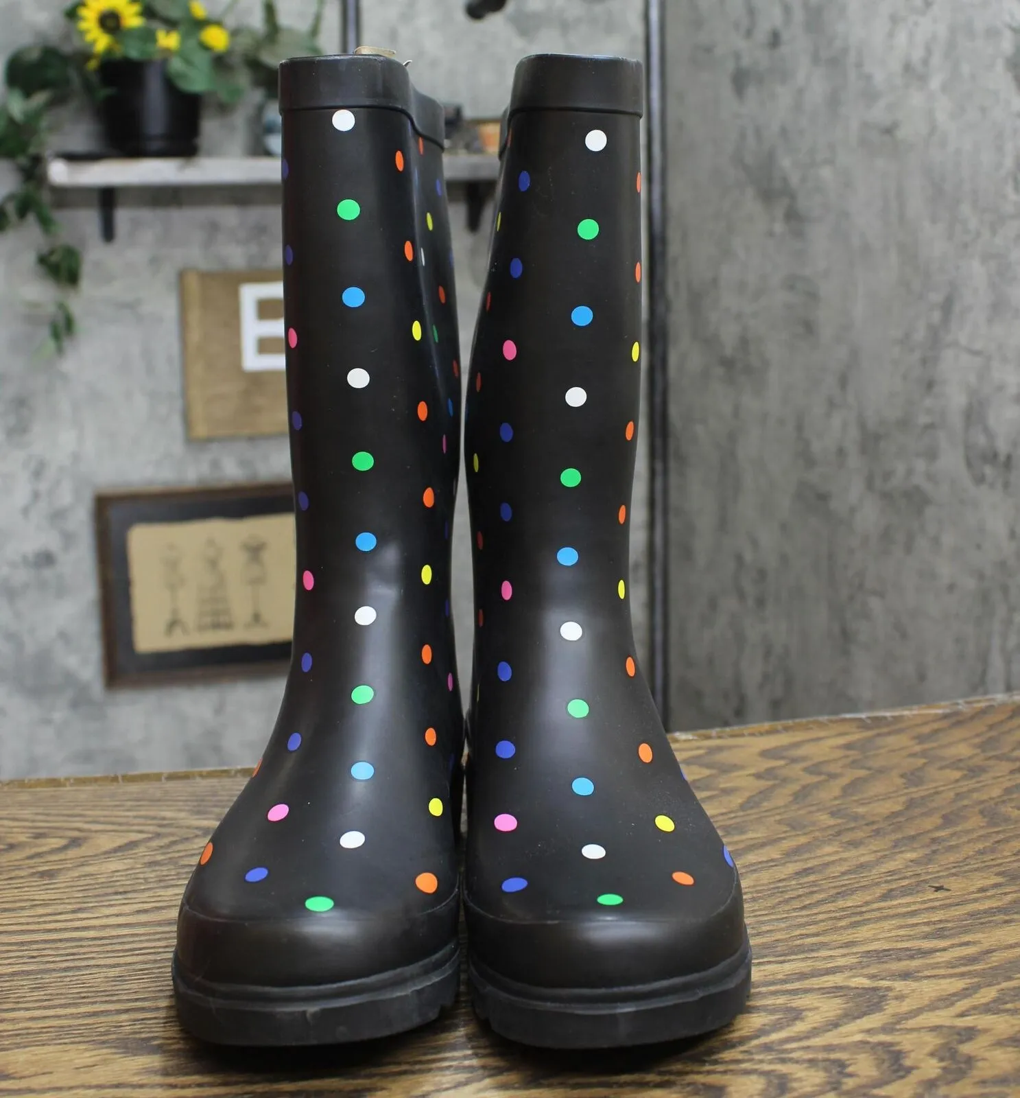 Sugar Women's Raffle Printed Rain Boot RAFFLE4 Black Fiesta Dot 10M