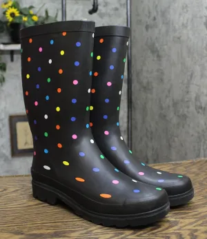 Sugar Women's Raffle Printed Rain Boot RAFFLE4 Black Fiesta Dot 10M