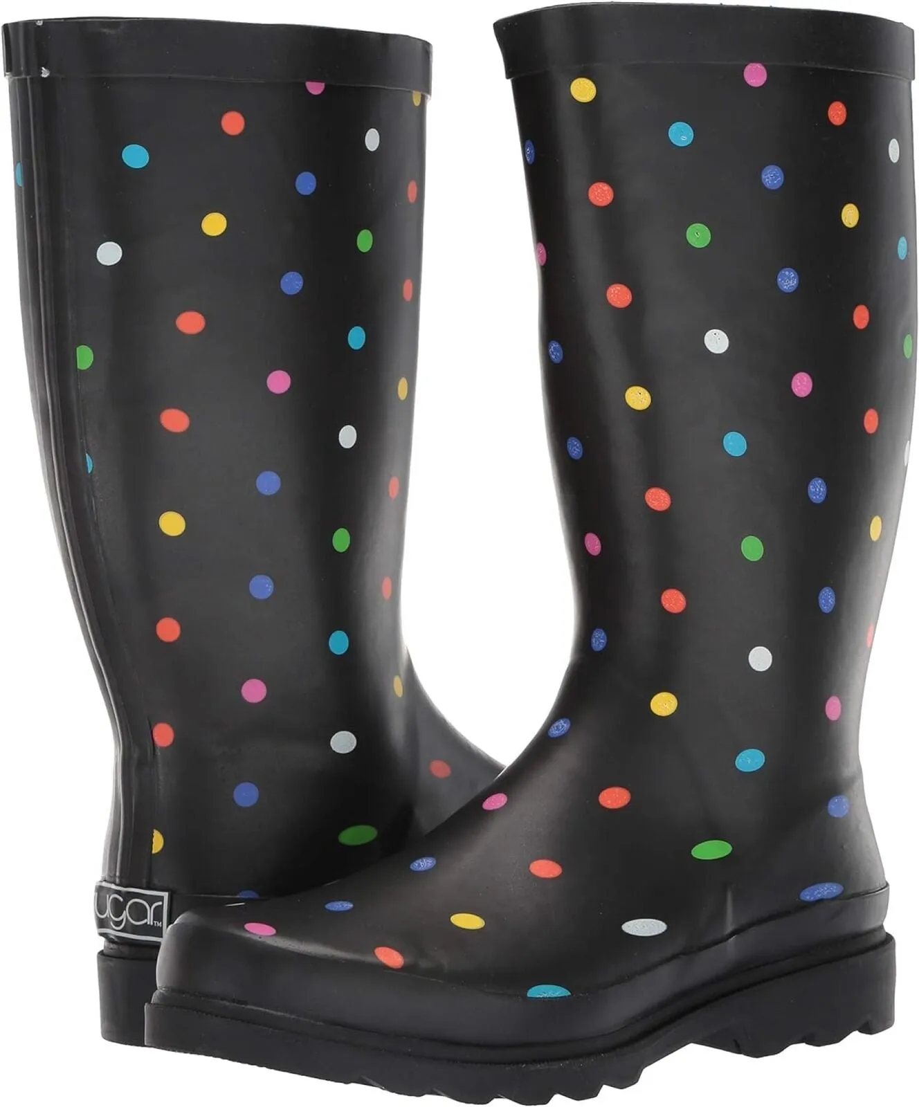 Sugar Women's Raffle Printed Rain Boot RAFFLE4 Black Fiesta Dot 10M