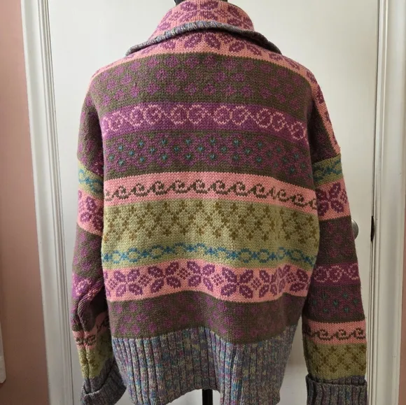 SUNDANCE Fair Isle Kambs Wool Button Cardigan Sweater Extra Large