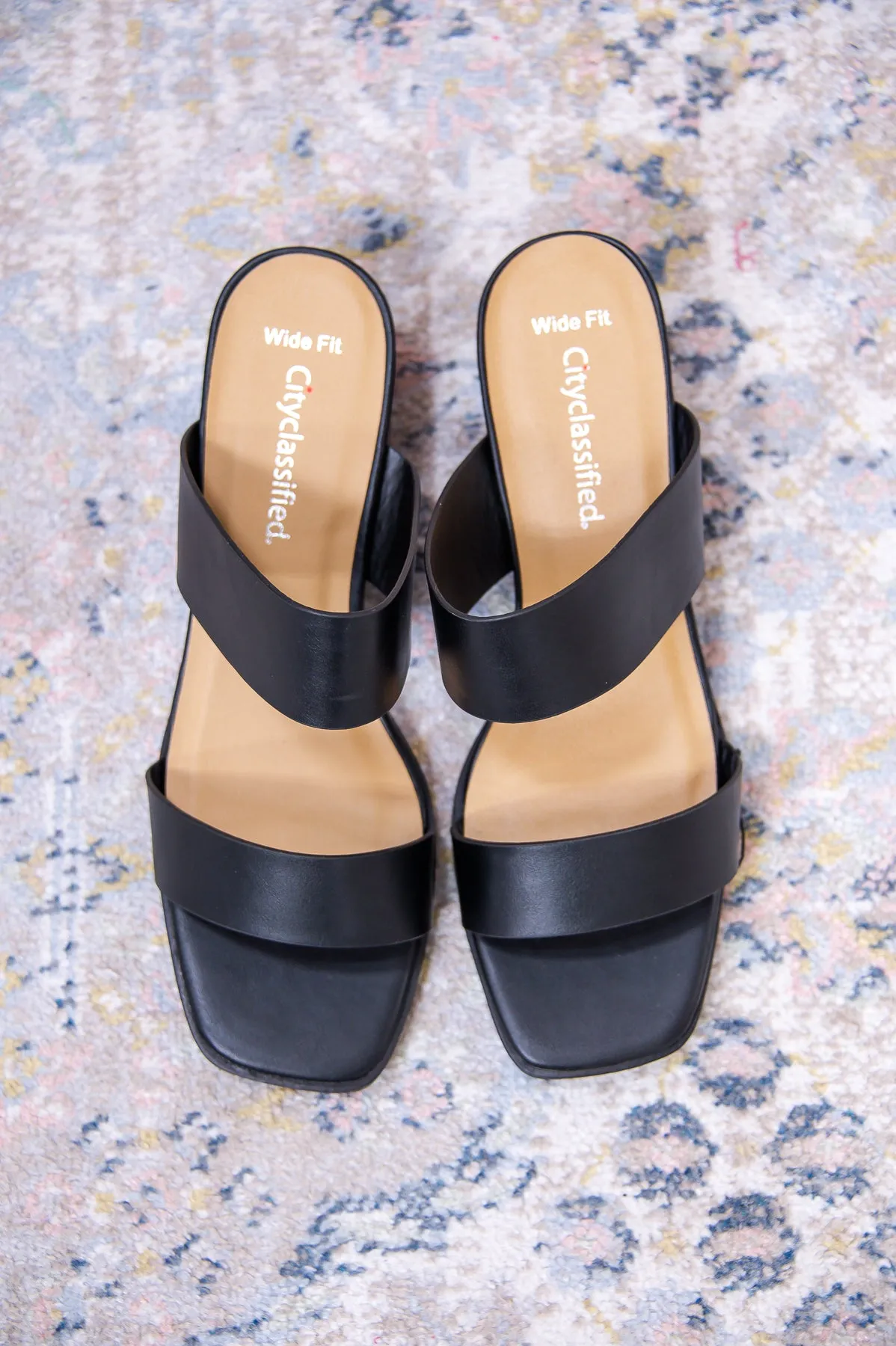 Taking The First Step Black Slip On Heels - SHO2569BK