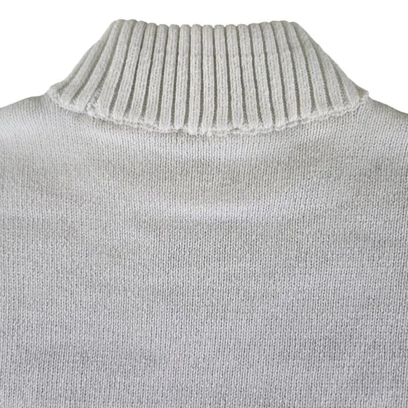 Talbots Button Detail Thermolite Ski Sweater Small Petite Snowflake White Black