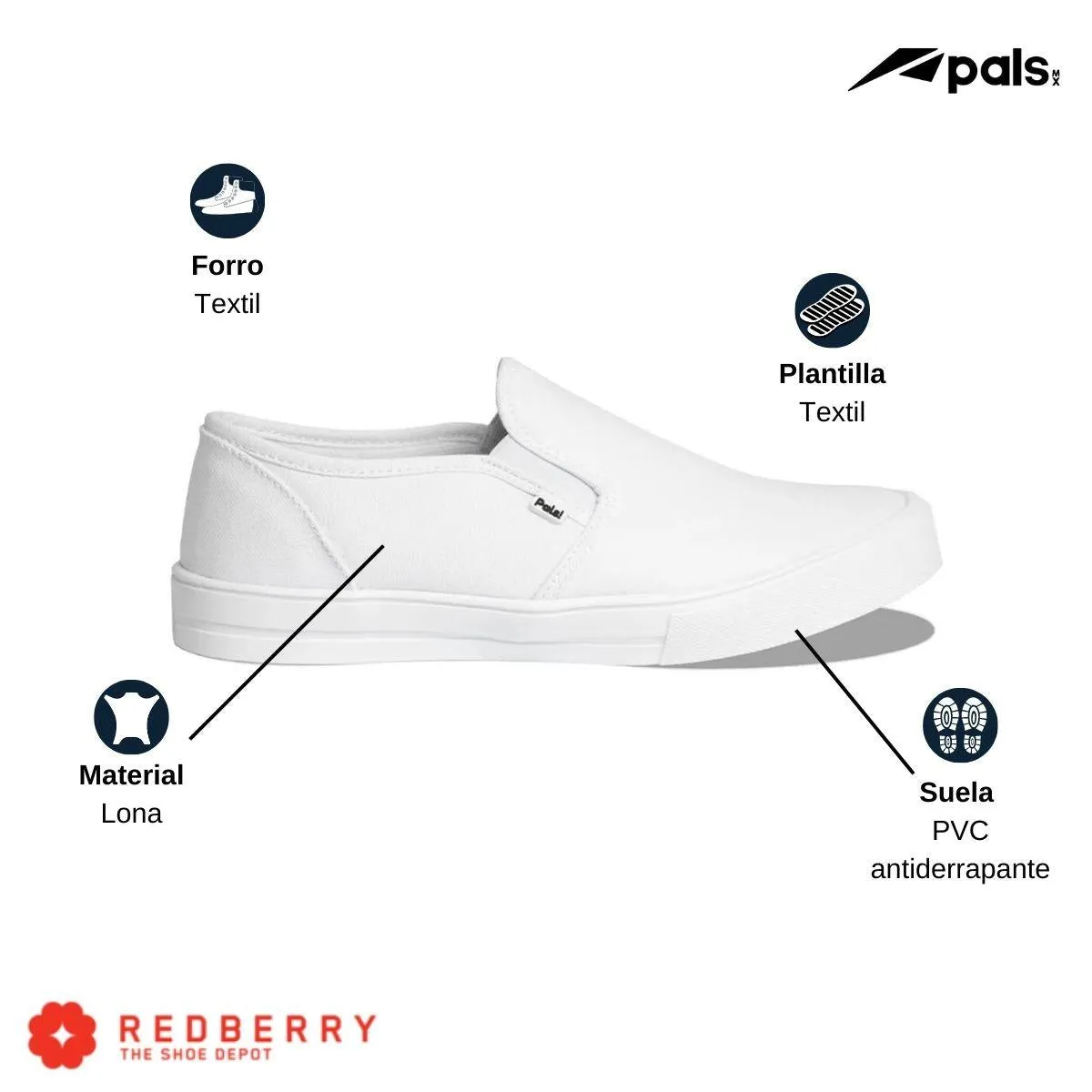 Tenis Pals Unisex Slip On Sin Agujetas