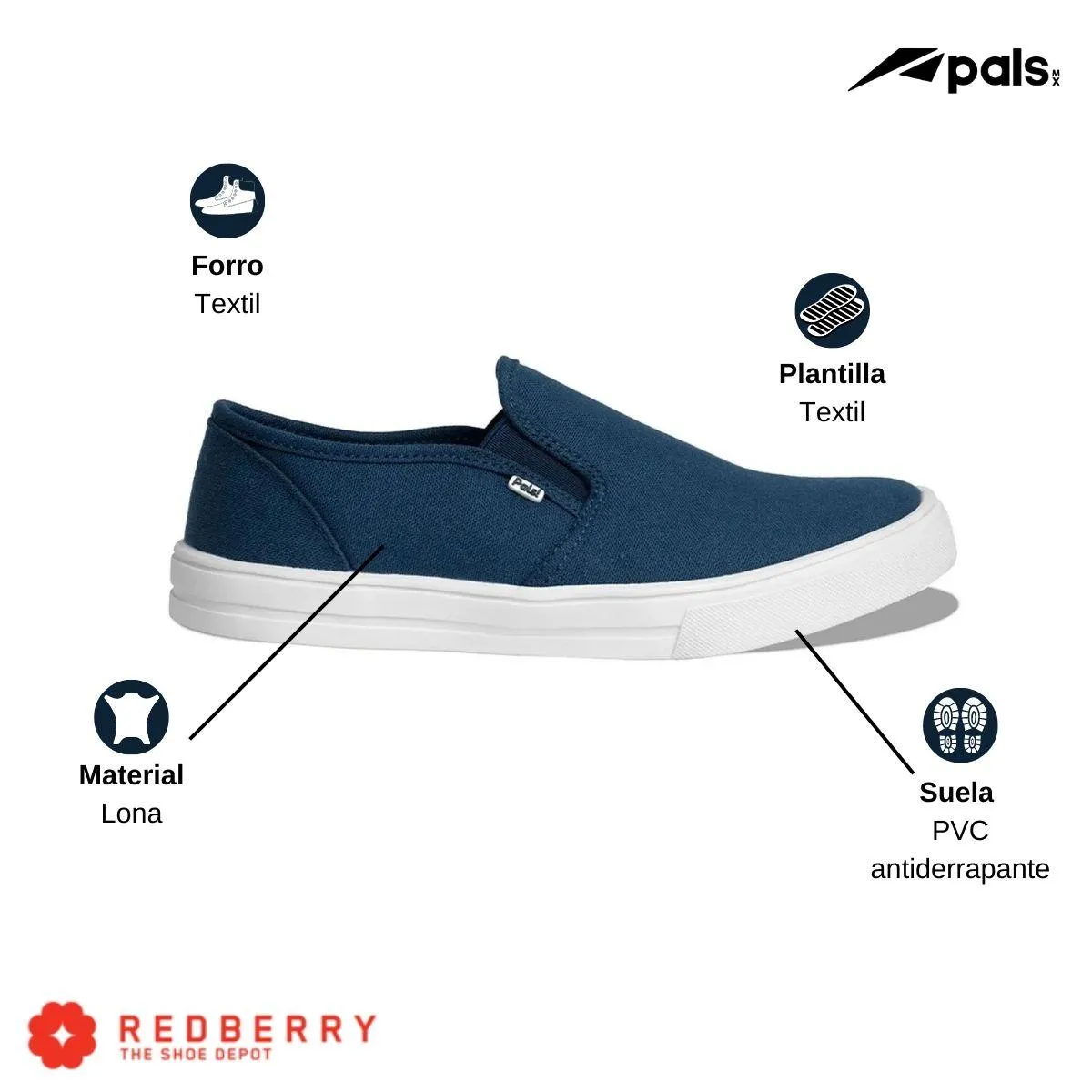 Tenis Pals Unisex Slip On Sin Agujetas