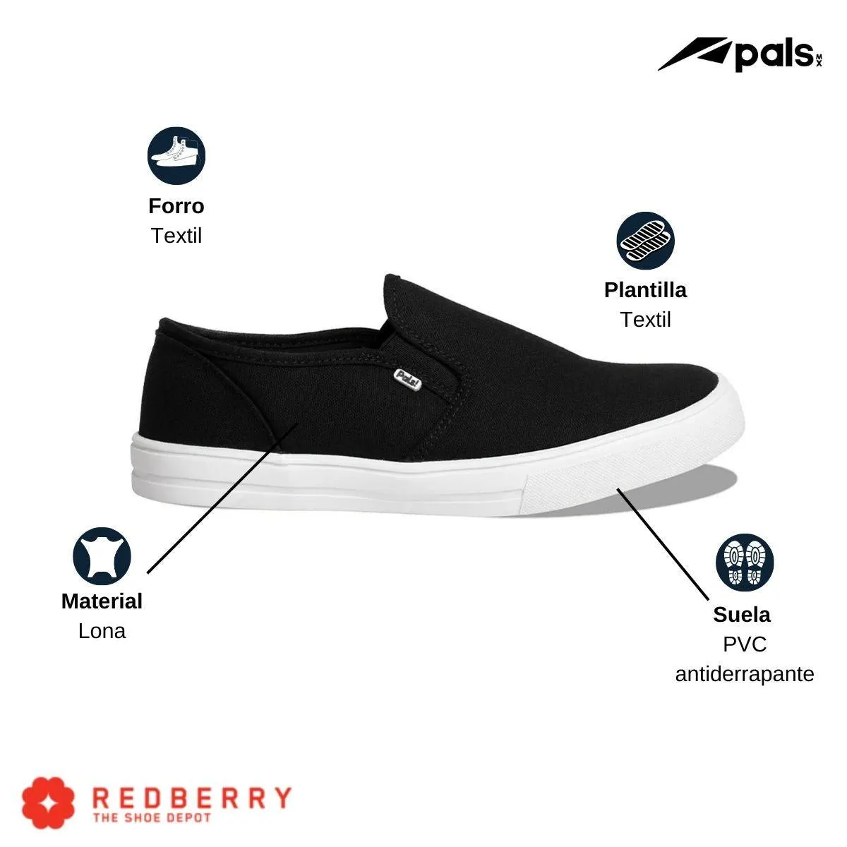 Tenis Pals Unisex Slip On Sin Agujetas