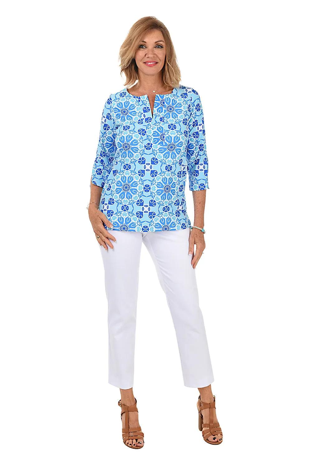 Textured Pique Pull-On Ankle Pant