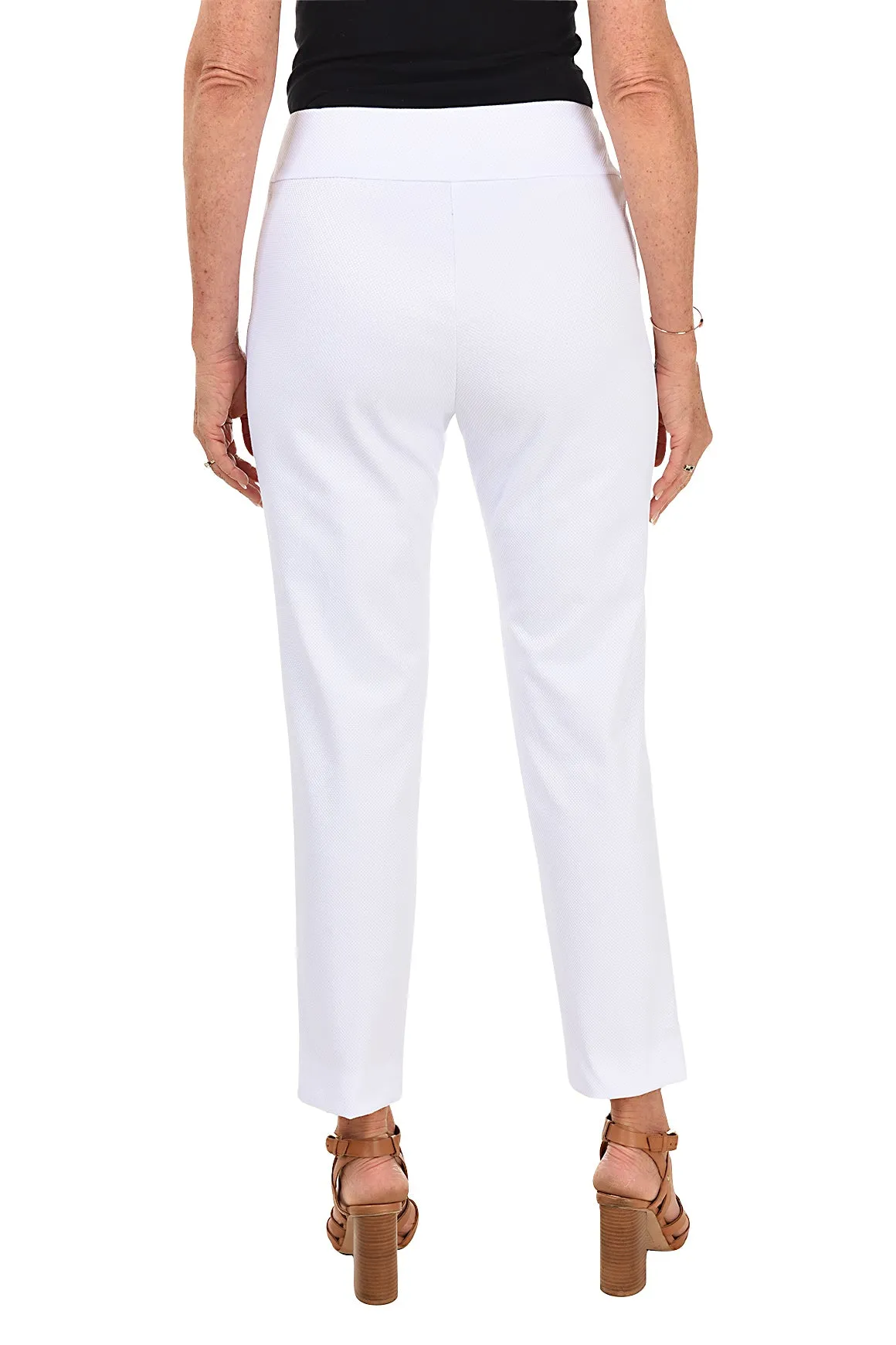 Textured Pique Pull-On Ankle Pant