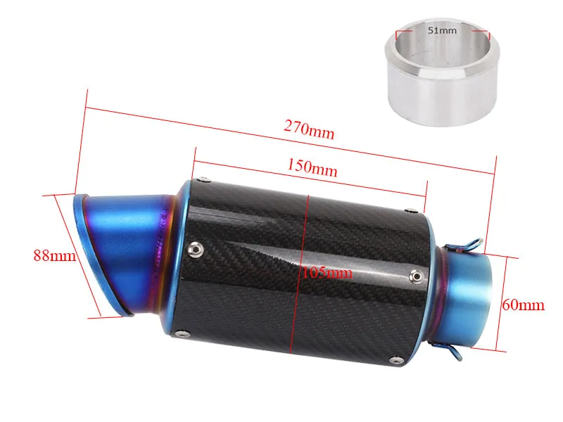 Universal Motorcycle Slip-On Exhaust Muffler 60mm