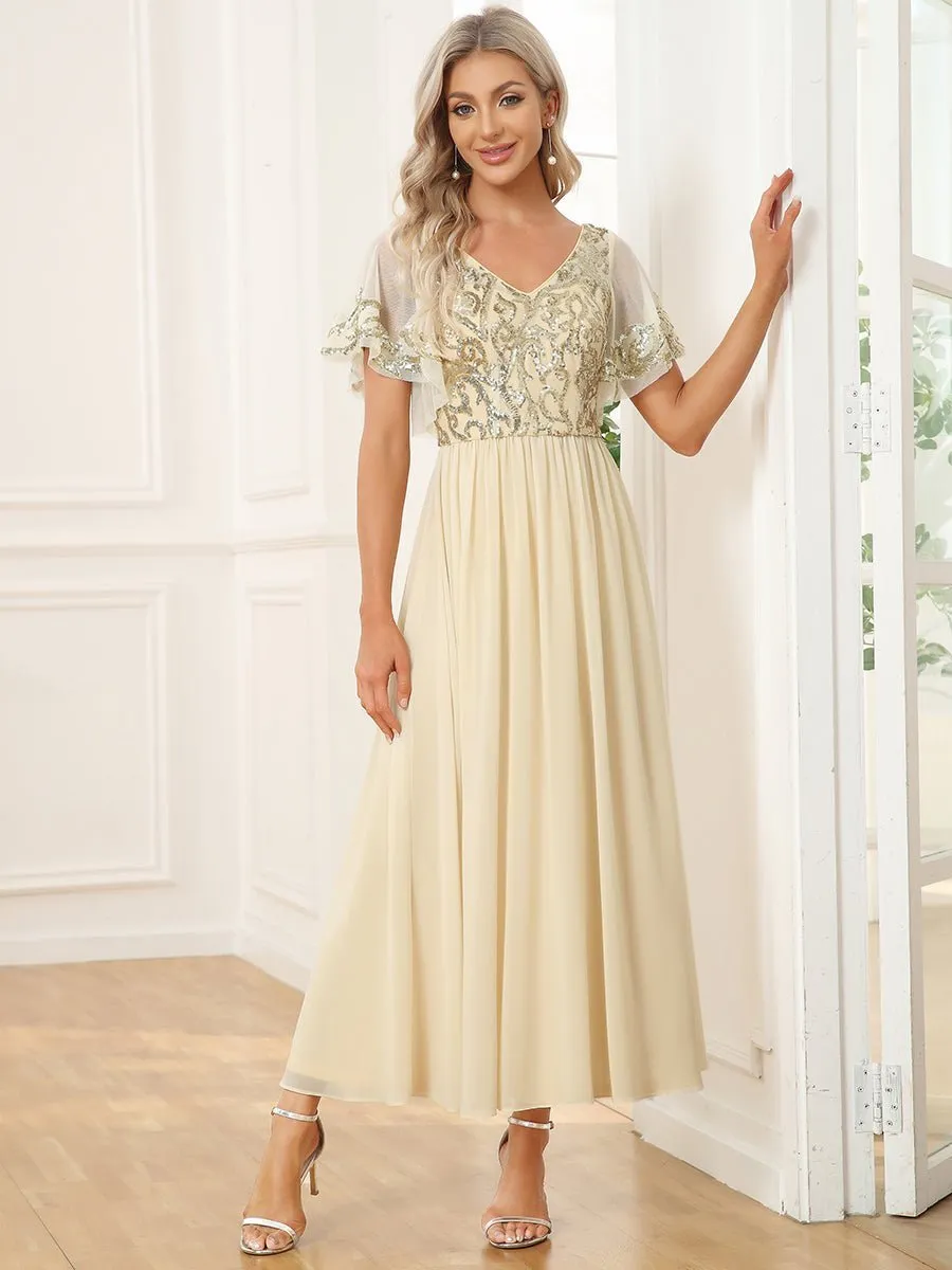 Virginia ankle length dress in light gold Express NZ wide