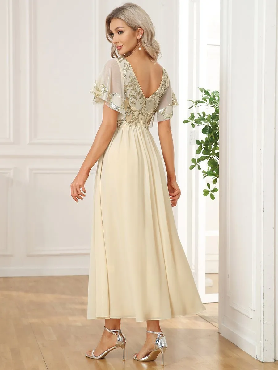 Virginia ankle length dress in light gold Express NZ wide
