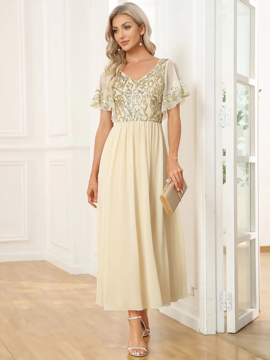 Virginia ankle length dress in light gold Express NZ wide