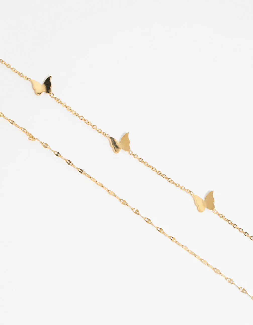Waterproof Gold Plated Stainless Steel Butterfly Chain Bracelet Set