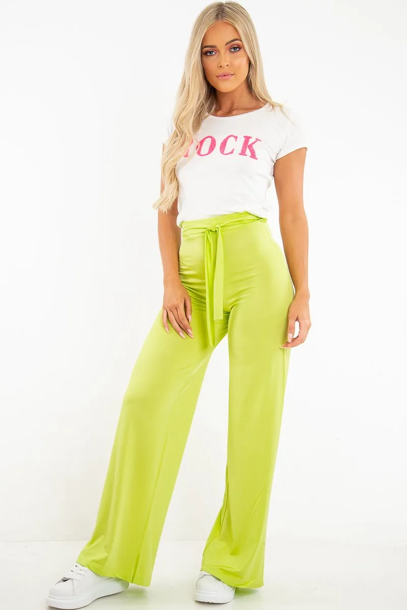 White Pink Rock Slogan Textured T-Shirt - Effie