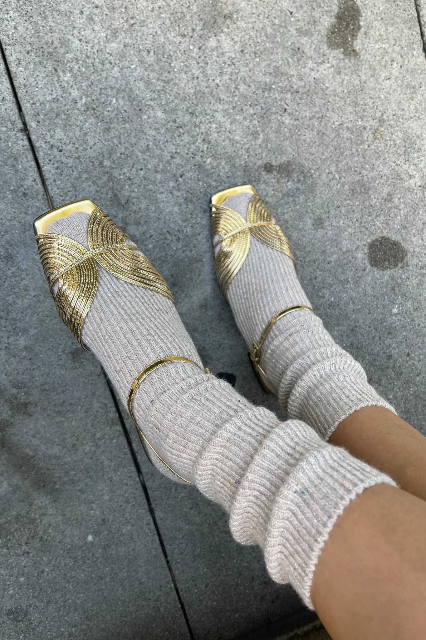 Winter Sparkle Socks - Champagne