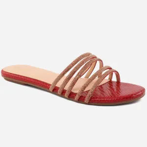 Women "Ethel" Stone Strap Slip On Slippers