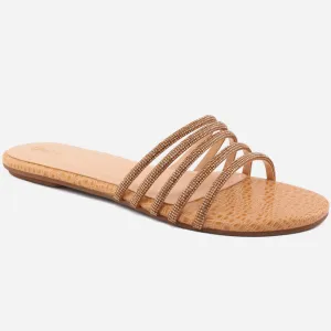 Women "Ethel" Stone Strap Slip On Slippers