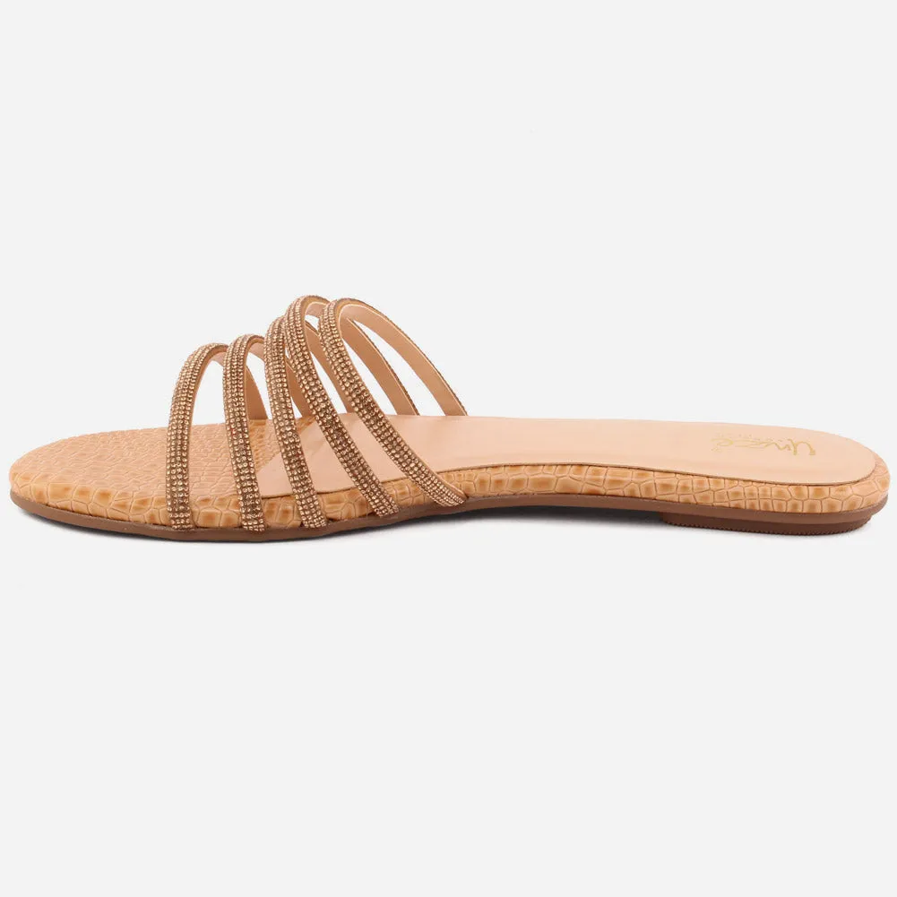 Women "Ethel" Stone Strap Slip On Slippers