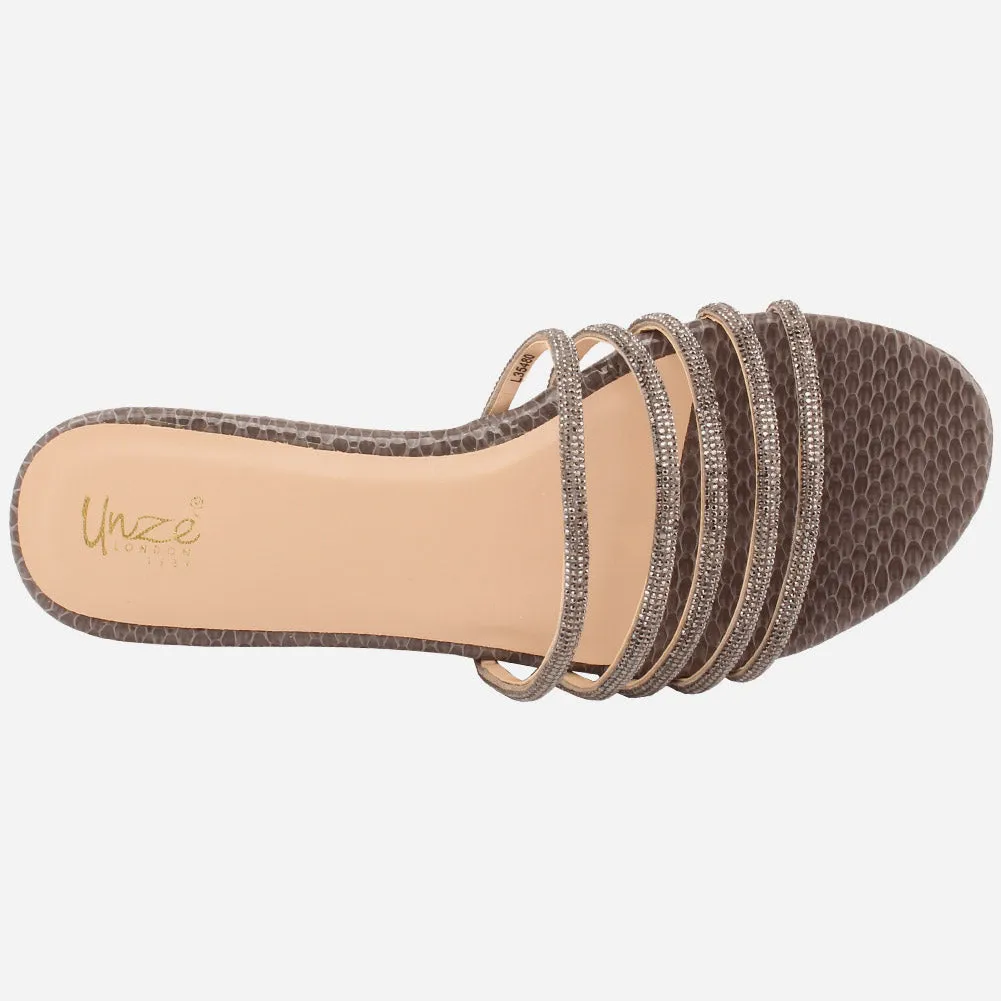 Women "Ethel" Stone Strap Slip On Slippers