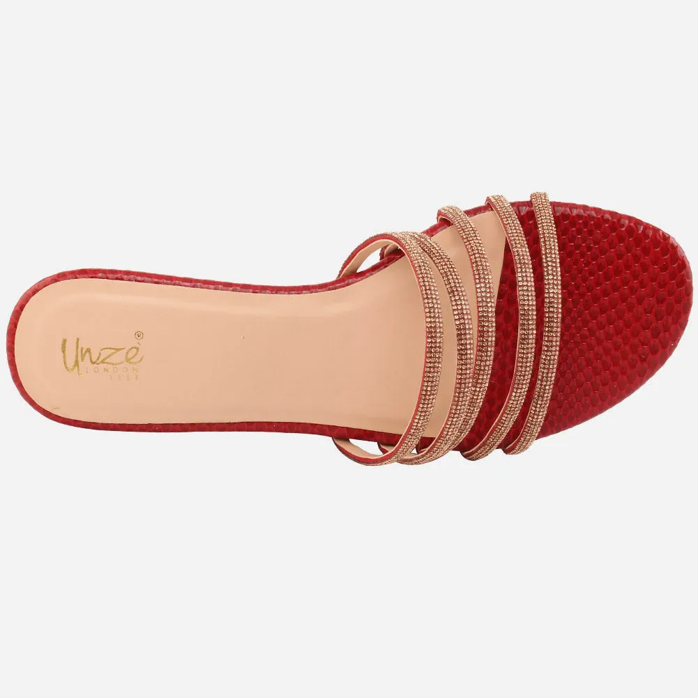 Women "Ethel" Stone Strap Slip On Slippers