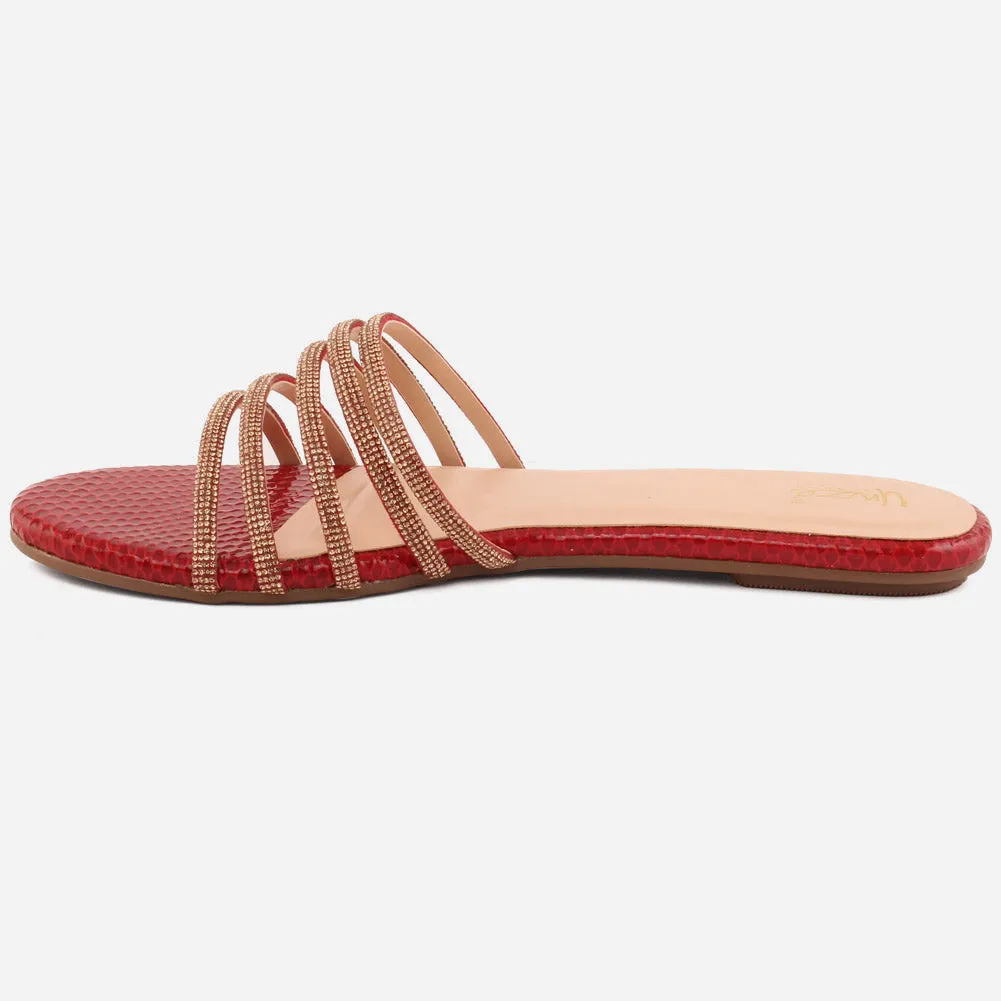 Women "Ethel" Stone Strap Slip On Slippers