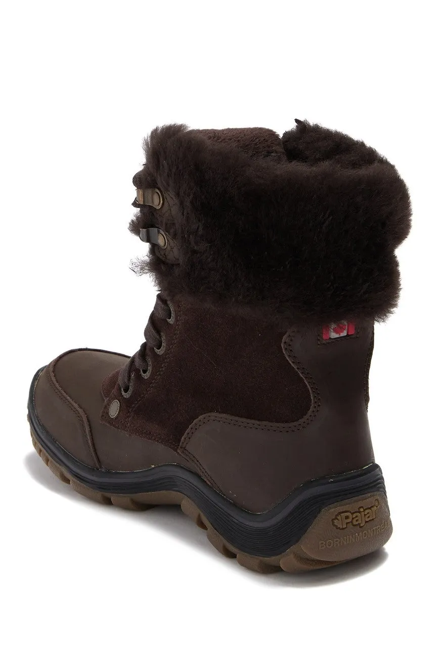 Women's Pajar Abbie Genuine Sheepskin Lined Waterproof Boot, Dark Brown, Sz 6-6.5! Retails $231 