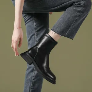 Women's Petite Side Zipper Round Toe Short Boots MS198