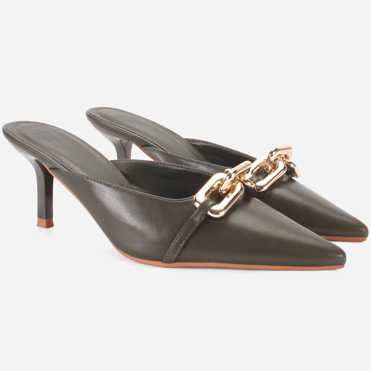 Womens "BRANDY" Pointed Toe Decorated Heeled Sandals